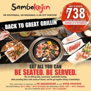 Sambo Kojin - Pay Only ₱738 for the Eat All You Can: Be Seated. Be Served Promo