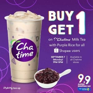 Chatime - 9.9 Shopee Super Shopping Day: Buy 1, Get 1 Milk Tea with Purple Rice