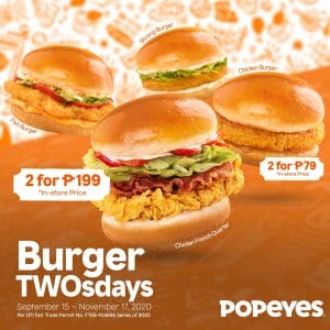 Popeyes - Burger TWOsdays: Buy 1, Get 1 Burgers