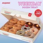Krispy Kreme - Weekday Dozen Treat: 6 Original Glazed and 6 Pre-assorted Doughnuts for only ₱249 (Save ₱176)