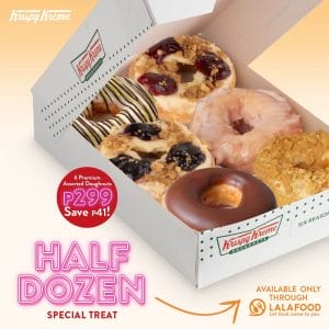 Krispy Kreme - Half Dozen Special Treat: 6 Pre-assorted Doughnuts for ₱299 (Save ₱41) via LalaFood