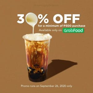 Tiger Sugar - Get 30% Off with Minimum Purchase of ₱300 via GrabFood 