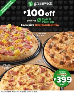 Greenwich Pizza - Call and Pick-up Promo: ₱100 Off on Overloaded Trio