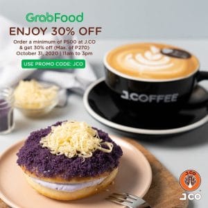 J.CO Donuts & Coffee - Get 30% Off (Use Voucher Code) via GrabFood, 11 am to 3 pm Only