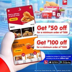 Jollibee - Get Up to ₱100 Off When You Order via the Jollibee App