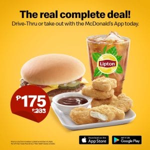 McDonald's - Get Cheeseburger + McNUggets + Lipton Iced Tea for ₱175 (was ₱233) via McDonald's App