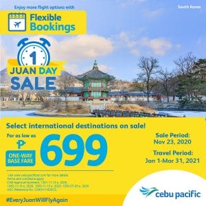 Cebu Pacific - Juan Day Sale: ₱699 One-Way Base Fare to Select International Destinations