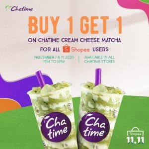 Chatime - 11.11 Deal: FREE Cream Cheese Matcha With Any Cream Cheese Drink via Shopee