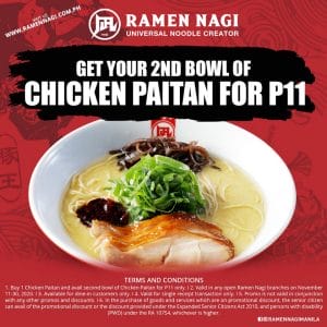 Ramen Nagi - Get Second Bowl of Chicken Paitan for ₱11
