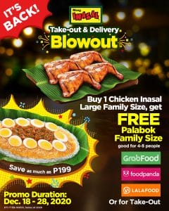 Mang Inasal - It's Back: FREE Palabok Family Size for Every Purchase of Chicken Inasal Large Family Size 