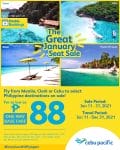 Cebu Pacific Air - The Great January Seat Sale: As Low As ₱88 Base Fare