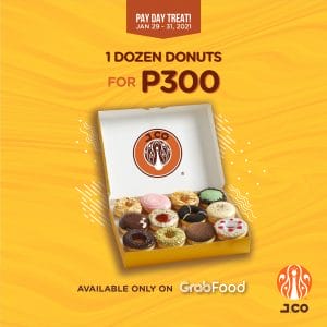 J.CO Donuts & Coffee - Get a Dozen Donuts for ₱300 via GrabFood