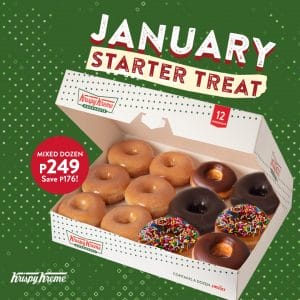 Krispy Kreme - January Starter Treat: Mixed Dozen for ₱249 (Save ₱176)