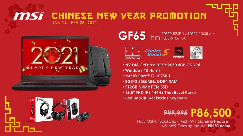 MSI Gaming - MSI GF65 Thin Series Chinese New Year Promo