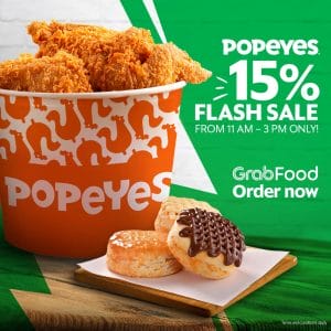 Popeyes - Flash Sale: Get 15% Off on Orders via GrabFood