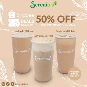Serenitea - Get 50% Off on Select Milk Tea Orders via Shopee