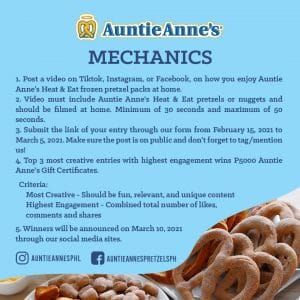 Auntie Anne's - Heat and Eat Frozen Packs at Home Contest