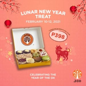 J.CO Donuts & Coffee - Lunar New Year Treat: 1 Dozen Mixed Donuts and J.Club for ₱398