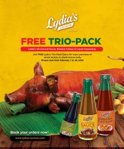 Lydia's Lechon - Get FREE Trio Pack for Every Whole Lechon or Lechon Belly 