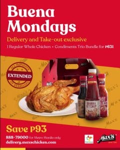 Max's Restaurant - Buena Mondays Promo for ₱631 (Save ₱93)