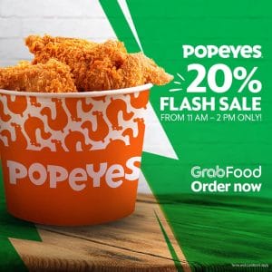 Popeyes - Flash Sale: Get 20% Off via GrabFood