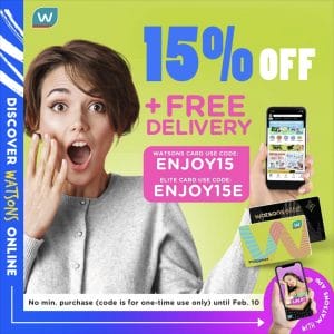 Watsons - Get 15% Off + FREE Delivery