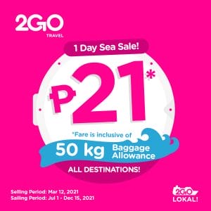 2GO Travel - 1-Day Sea Sale: ₱21 Fare on All Destinations