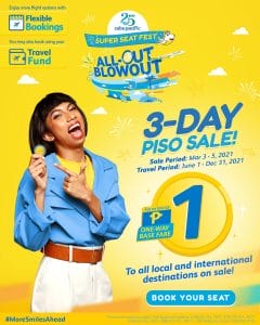 Cebu Pacific - 3.3 Deal: 3-Day Piso Sale Promo