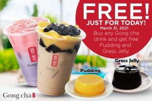 Gong cha - FREE Pudding and Grass Jelly with Any Drink Purchase