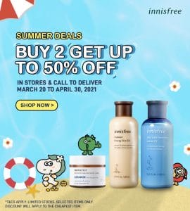 Innisfree - Buy 2 and Get Up to 50% Off Select Skincare Products