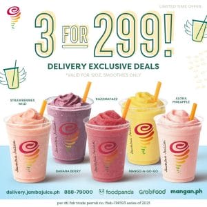 Jamba Juice - 3 for ₱299 Delivery Exclusive Deals | Deals Pinoy