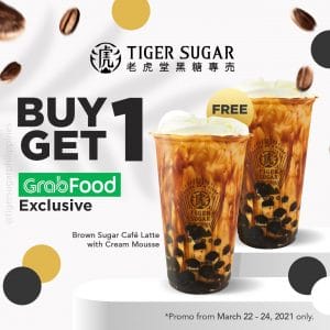 Tiger Sugar - Buy 1 Get 1 Brown Sugar Café Latte via GrabFood