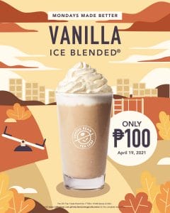 Coffee Bean and Tea Leaf (CBTL) - Mondays Made Better Promo: Vanilla Ice Blended for ₱100 