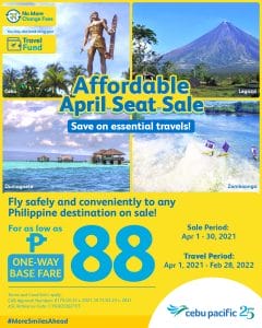 Cebu Pacific Air - Affordable April Seat Sale for As Low As ₱88 