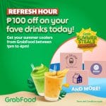 GrabFood - April 29 Summer Steals Bahaycation Refresh Hour: Get ₱100 Off Summer Cooler Drinks