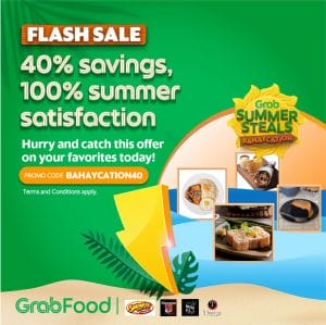 GrabFood - April 28 Summer Steals Bahaycation Flash Sale: Get 40% Off on all Restaurants
