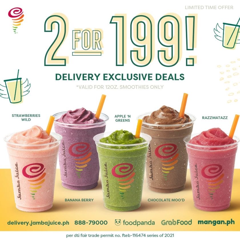 Jamba Juice - 2 for ₱199 Delivery Exclusive Deals | Deals Pinoy