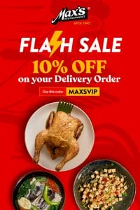 Max's Restaurant - Flash Sale: Get 10% Off on Delivery Orders
