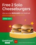 McDonald's - FREE 2 Solo Cheeseburgers for Orders via GrabFood