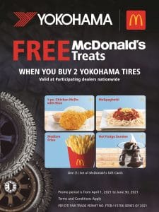 Yokohama - Get FREE McDonald's Treats When You Buy Two Tires