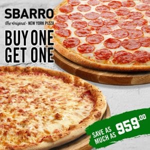 Sbarro - Buy 1 Get 1 Promo (Save As Much As ₱959)