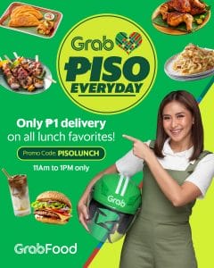 GrabFood - Get P1 Delivery on Lunch Orders