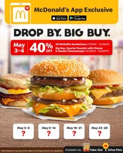 McDonald's - App Exclusive: Get 40% Off on A La Carte McMuffin Sandwiches and Big Burgers