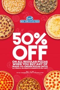 S&R New York Style Pizza - Get 50% Off on Classic Pizzas
