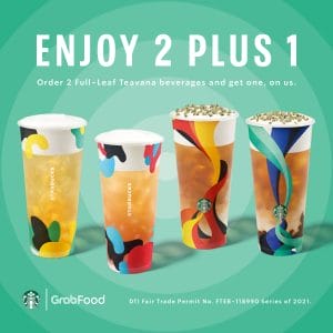 Starbucks - Buy 2 Get 1 Teavana Beverages via GrabFood