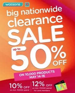 Watsons - Big Nationwide Clearance Sale: Get Up to 50% Off