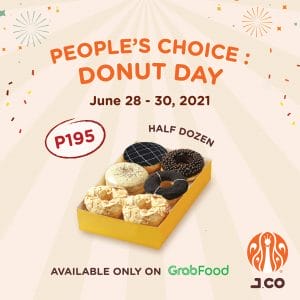 J.CO Donuts and Coffee - Get Half Dozen Pre-Assorted Donuts for P195 via GrabFood