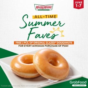 Krispy Kreme - Get 2 FREE Original Glazed Doughnuts via GrabFood