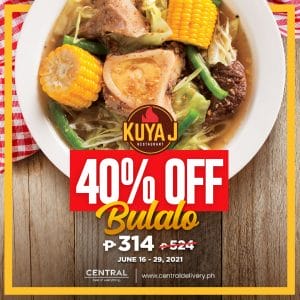 Kuya J Restaurant - Bulalo for P314 (Was P524) via Central Delivery 