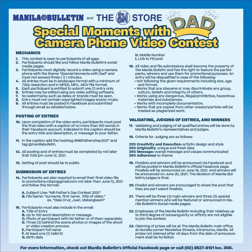Manila Bulletin The SM Store Special Moments with Dad Contest 2 Jun21